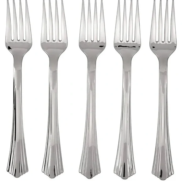 WNA Reflections Heavyweight Plastic Utensils Forks, silver 80/Box New unopened - Picture 3 of 3